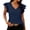 Navy, variant on Women's V-Neck Ruffle Flutter Sleeve Blouse, Casual Short Sleeve Tunic Top for Work & Daily Wear (Khaki, Size S)