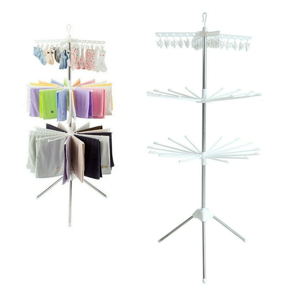 Fyearfly Tripod Clothes Drying Rack, Garment Rack Portable and Foldable Space Saving Laundry Drying Rack for Outdoor and Indoor with 20 Clips,White