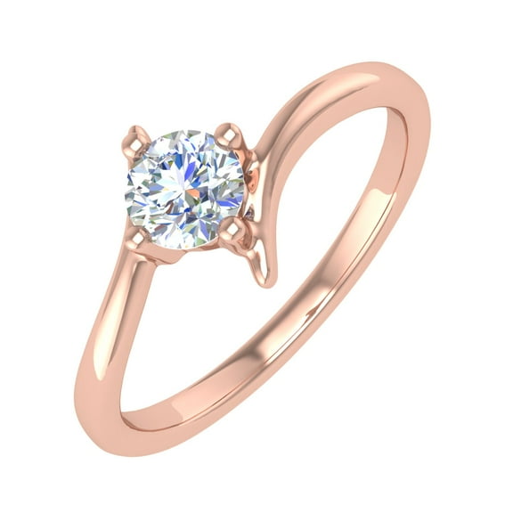 14K Rose Gold 4-Prong Set Diamond Solitaire Engagement Ring Band (0.18 Carat) (Ring Size 4.75)