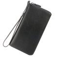 thumbnail image 1 of Cartera Lavemi para mujer, 100% piel, con bloqueo RFID, gran capacidad, cierre, cierre de teléfono, bolso de viaje (tamaño grande, negro guijarro), 1 of 8