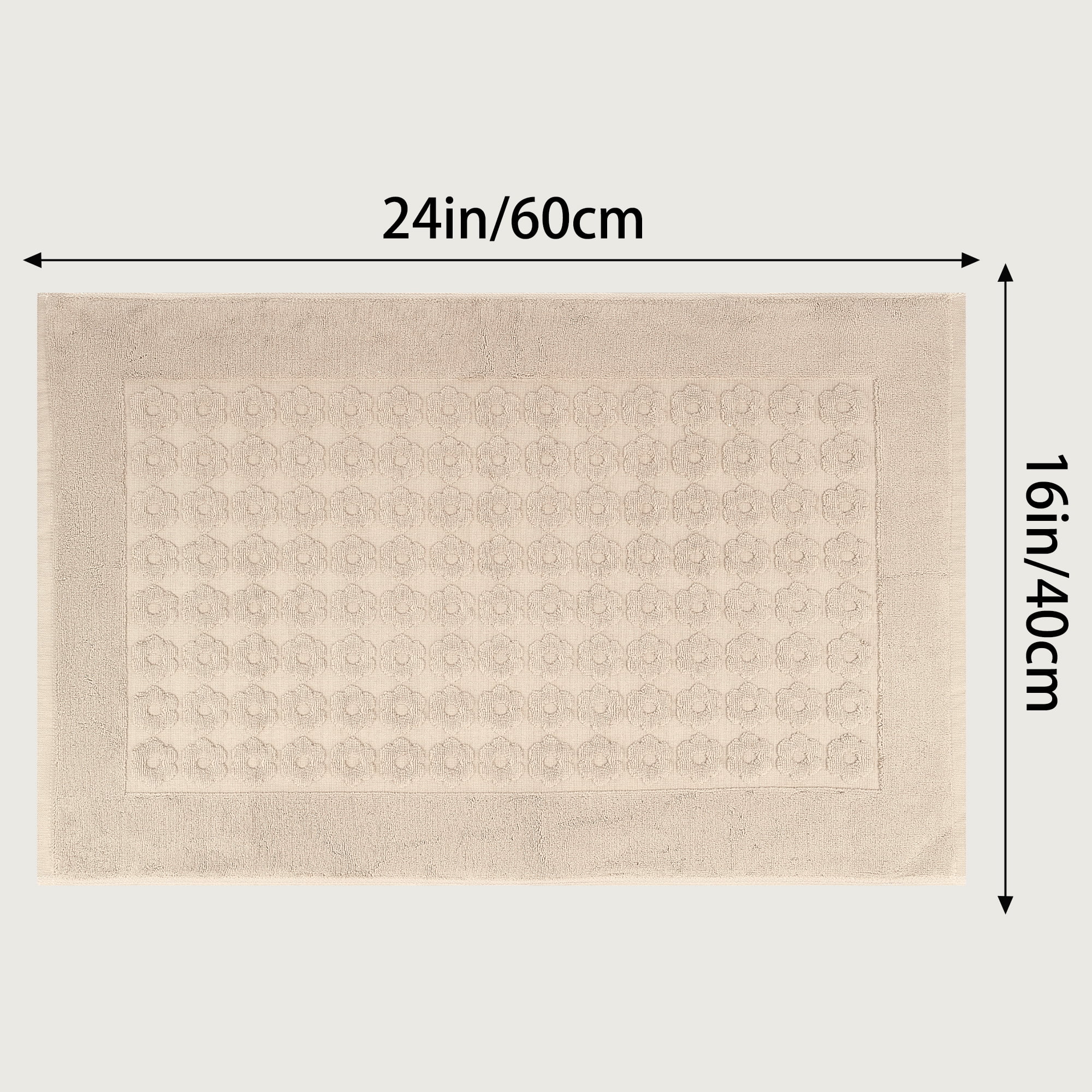 REGALWOVEN Luxury Bath Rug Towel, Cotton Absorbent Hotel Spa Shower Floor Mat for Bathroom Khaki 16" x 24"