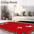 thumbnail image 2 of ODIKA 2'x3' Machine Washable Non-Slip Area Rug, Enchanted Reindeer Forest Yuletide Celebration Accent High Traffic Rug, Red, 505870, 2 of 7