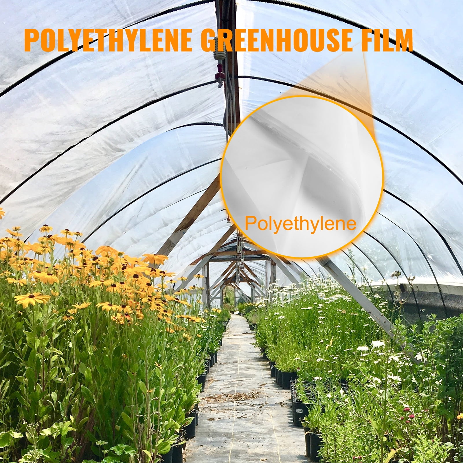 KFFKFF Greenhouse Film 12 x 25 ft, 6 Mil Polyethylene Cover, UV-Resistant Clear Plastic for Temperature Control, Durable and Protective Greenhouse Plastic Sheeting
