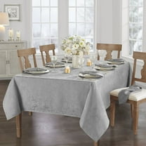 Caiden Elegance Damask Tablecloth - 60" x 144" - Silver - Elrene Home Fashions