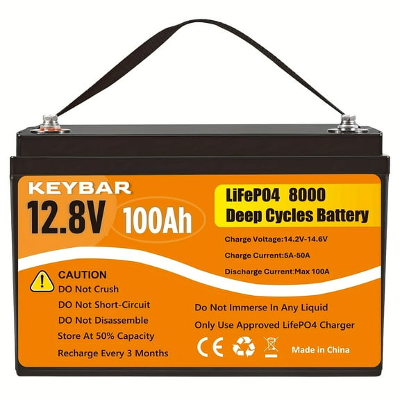 12V 100Ah LiFePO4 Deep Cycle Battery 100A BMS Low-Temp Protection for RV Marine Solar Home Energy Storage Boat