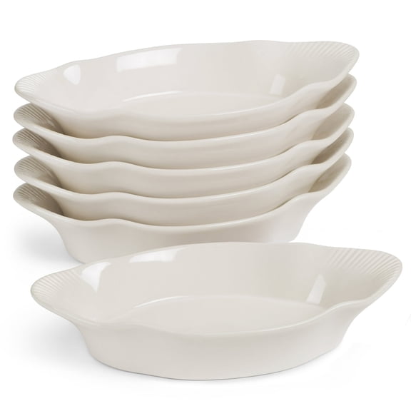 Kook 6-Pc Au Gratin Dish Set 18 Oz Ceramic Bakeware Lasagna Pan Kitchen Set