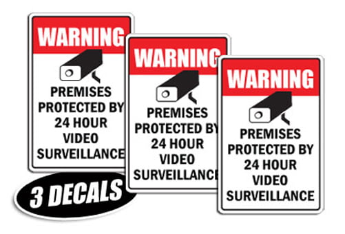 Protected By 24 Hour Video Surveillance INSIDE 4 Pack #FS012x4 Security sticker 
