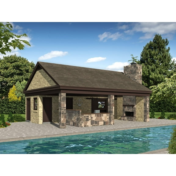 763-777: Pool house 0 Bed, 1 Bath Luxury Home Plan, 0 Sq Ft: Full Blueprints with License to Build by Home Plan Marketplace - Lesuto
