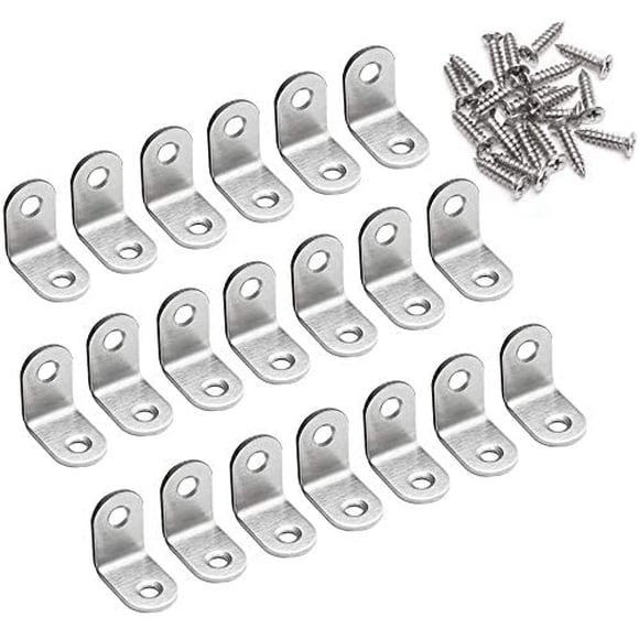 Equerre de Fixation 90 Degré Angle Droit Support 20 * 20 * 16mm forme de L Metalliques Equerres de Coin en Acier Inox Supporen pour Bois Meubles Placard Support 20 Pièces