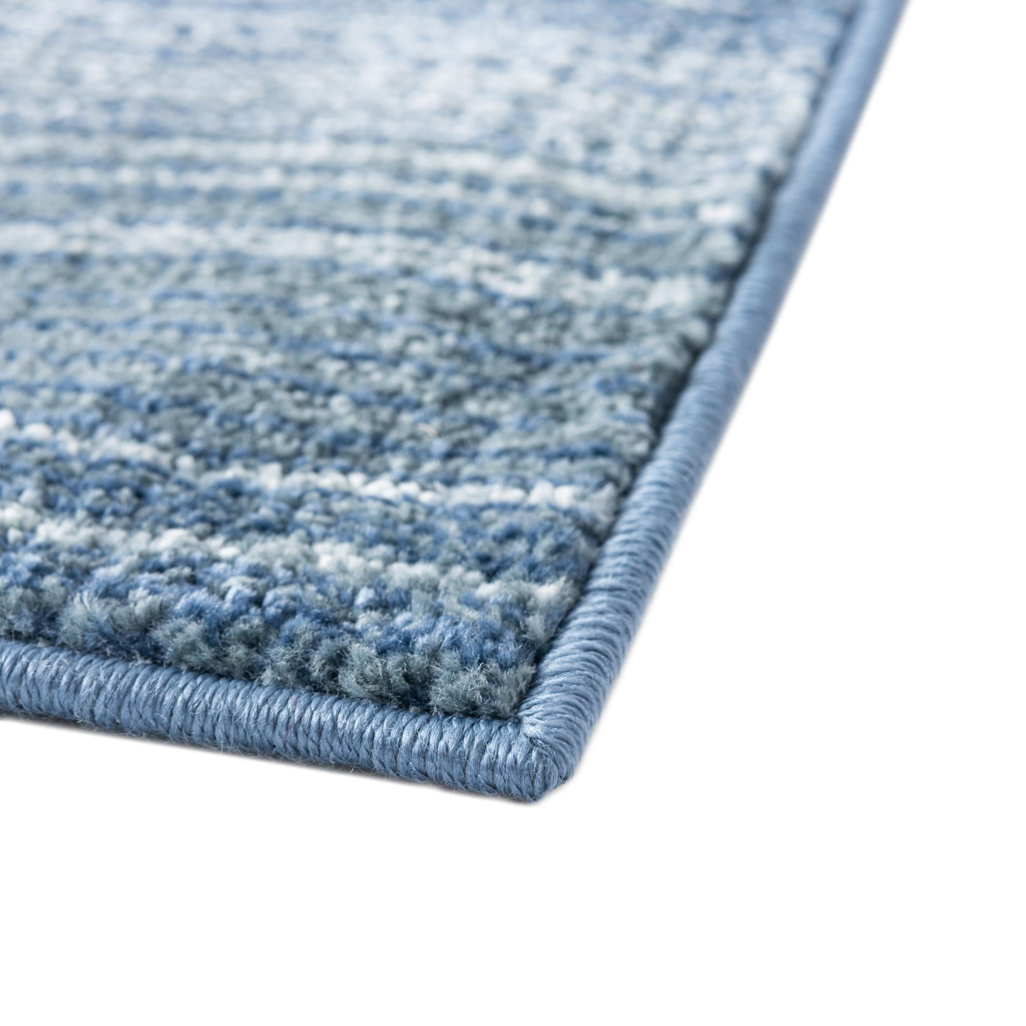 Rugs.com Gemstone Collection Rug – 2' 6 x 12' Runner Blue Medium Rug Perfect For Living Rooms, Large Dining Rooms, Open Floorplans