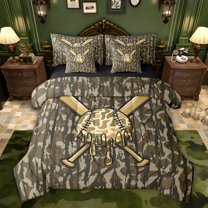 Castle Fairy Sport Baseball Twin Bedding Sets,Vintage Camouflage Bedding Comforter Set