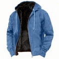 thumbnail image 2 of RYDCOT Mens Heavyweight Winter Hoodie Jacket Winter Work Jackets Full Zip Sherpa Fleece Fluffy Lined Big and Tall thermal Jackets for Men with Pockets Retro Streetwear Blue, 2 of 6