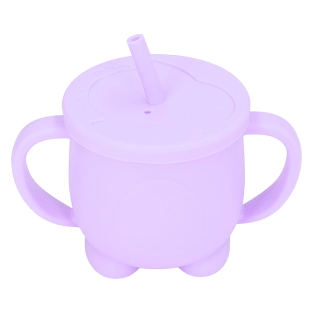 Tazas De Silicona Para Niños Pequeños, Taza Sippy De Silicona Respetuosa Con El Medio Ambiente Con Pajita Para El Hogar Amonsee Púrpura