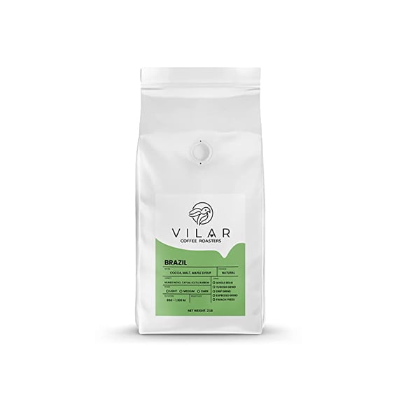 Single Origin Fresh Roasted Coffee Beans Brazil - Arabica (Medium Roast) (French Press (Coarse Grind) , 2lb)
