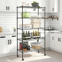 BIQWBIC 5-Tier Wire Shelving Unit 61.2"H - Heavy Duty Metal Shelving 1250LBS Capacity, Adjustable Storage Shelf for Garage, Kitchen, Pantry (Black)