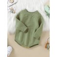 thumbnail image 3 of FOCUSNORM Bébé Garçons Filles Tomber Tricot Combinaison Couleur Unie Jacquard Col Rond Manches Longues Romper, 3 of 9