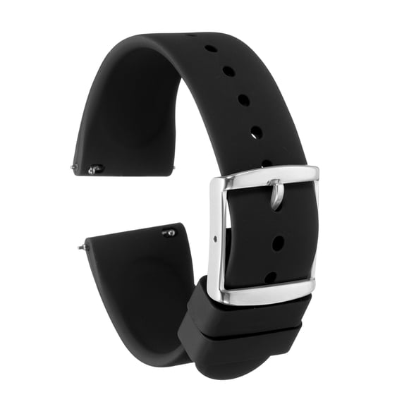 Uxcell Silicone Watch Band 22mm Quick Release Rubber Replacement Watch Strap with Stainless Steel Silver Clasp, Black