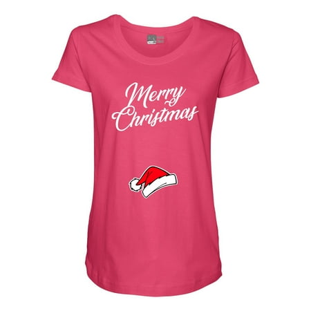 

Merry Christmas Baby Hat Pregnancy Expectant Mom Funny Maternity DT T-Shirt Tee
