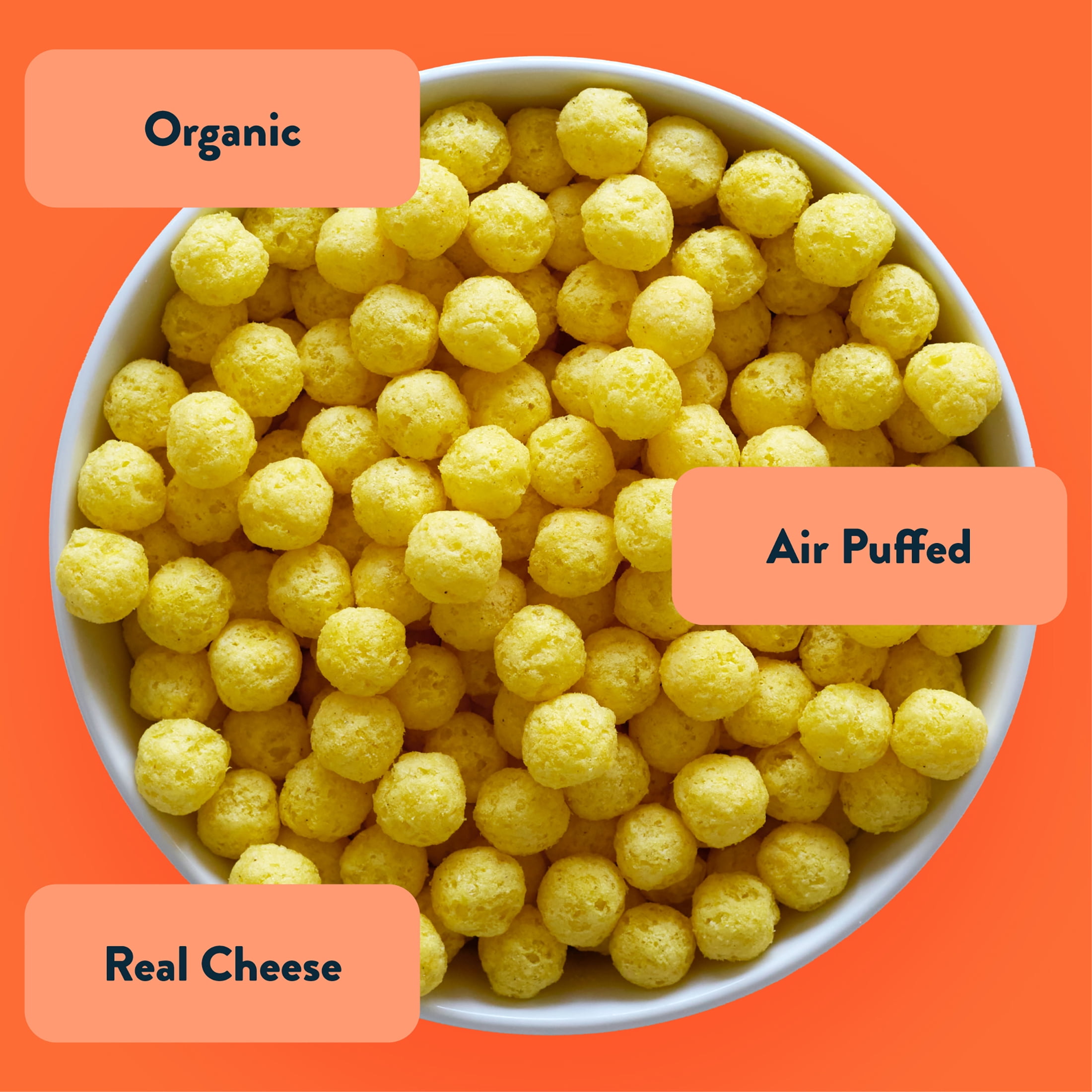 LesserEvil Space Balls, Snack Pack Box, Real Cheese, 10 / 0.6oz