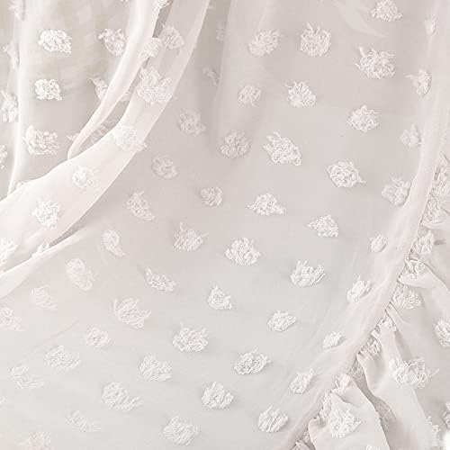 Elegant Kids Bed Canopy - Lace Chiffon Netting with Pom Pom, Princess Girls Fairy Dream Tent, Nursery Room Baby Crib Hanging Curtain Mosquito Net Children Reading Nook Decoration (White)