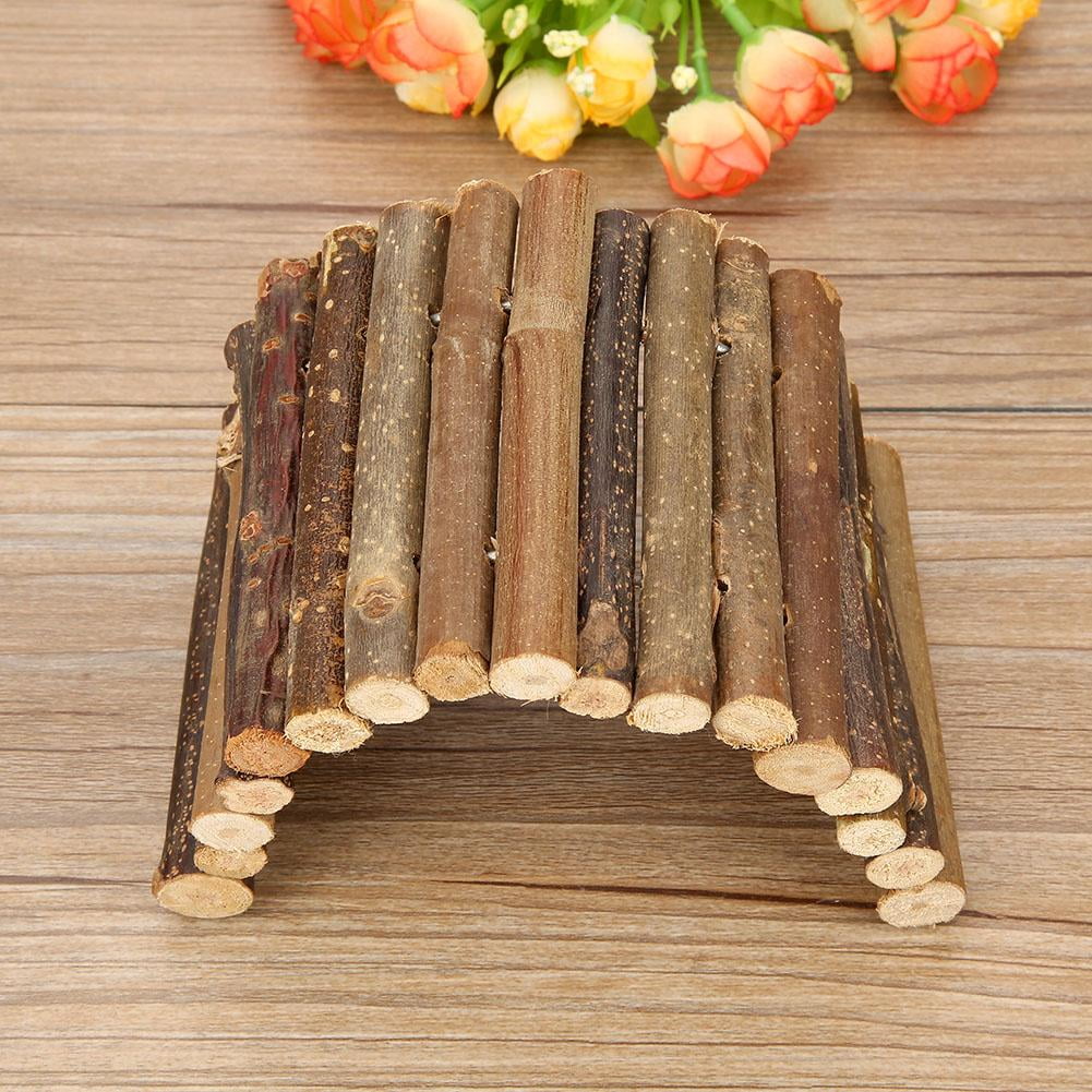 OTVIAP Hamster Bendy Wooden Bridge Ladder House for Reptile Mice Rodents Small Animal Chew Toy