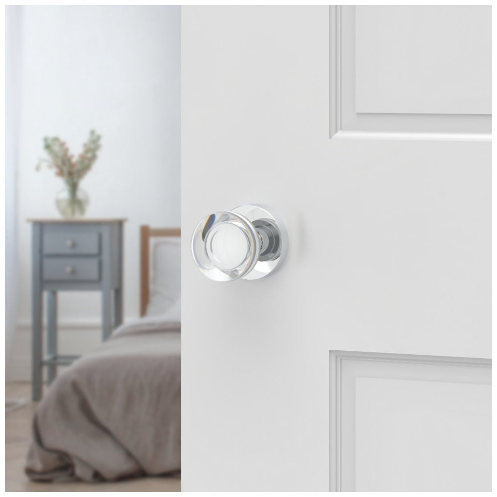 Baldwin PVCCYCRR260 Contemporary Crystal Privacy Door Knob Set - Chrome