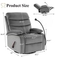 thumbnail image 3 of Swivel Rocker Recliner Adults, Rocking Small Recliner Chair for Small Spaces,Ergonomic Lounge Chair for Living Room with Rocking Function, Grey, 3 of 8