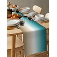 thumbnail image 5 of Table Runner Dresser Scarves 70 Inch Long, Teal White Khaki Ombre Linen Dining Table Runners Minimalist Modern Abstract Art Tabletop Scarf for Wedding Holiday Party Kitchen, 5 of 7