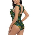 thumbnail image 5 of Yiaed Jungle Leopard Yellow Print Women's Ruffled One Piece Swimsuit V Neck Swimwear Slimming Monokini for Woman-X-Large, 5 of 8