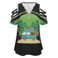 thumbnail image 4 of Funny Camping Womens Summer V Neck Zipper Top Short Sleeve T Shirt Off Shoulder Top Casual Classy Loose Shirts, 4 of 7
