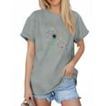 thumbnail image 4 of NAMTYQX Womens Shirts Dressy Casual Printed Comfy Simple Oversized Short Sleeve Lightweight Breathable Scoop Neck Print T Shirts for Women Gray Size 2XL, 4 of 5