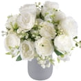 thumbnail image 1 of Ramo de flores artificiales Pusuny Peonías, color blanco y seda, 4 unidades, 1 of 8