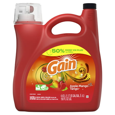 Gain Apple Mango Tango HE, Liquid Laundry Detergent, 150 Fl Oz 96 (Best Smelling Laundry Detergent Fabric Softener Combo)