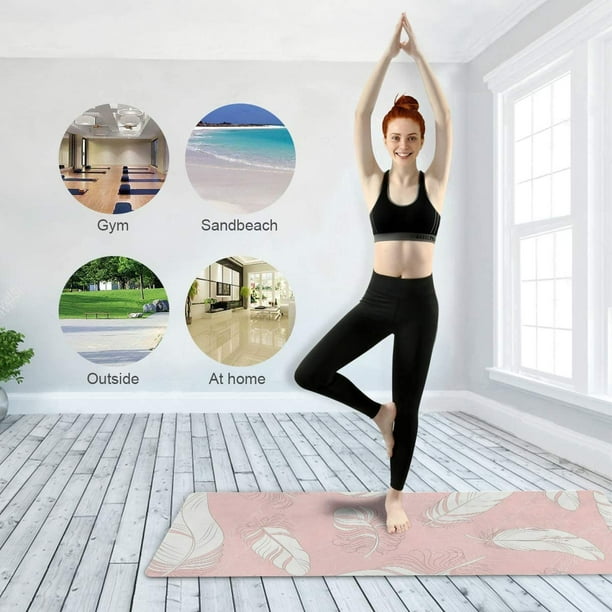 Pilates Mat for Reformer Towel Black Rubber Backing Printed Yoga