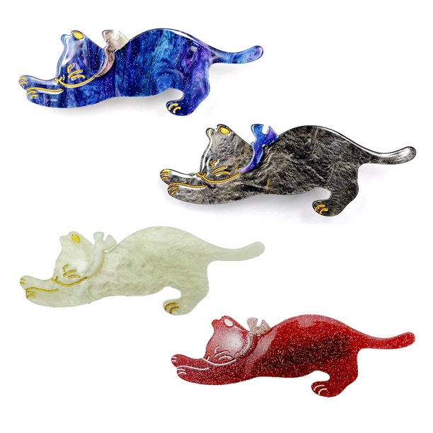 Yusier Paquete de 4 clips de acrílico para pico de pato, lindos clips para el pelo de gato para mujeres y niñas, clip de flequillo, clip de tiburón, patrón de cielo estrellado, clips para el pelo, dec