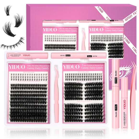 Kit de extensiones de pestañas postizas YIDUO DIY Lash Clusters, 498 unidades