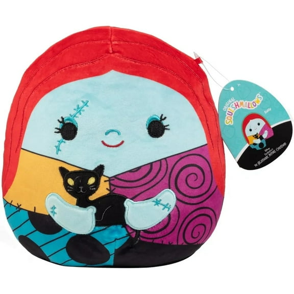 Squishmallows Original 8-Inch Sally with Cat - Nightmare Before Christmas - Official Jazwares Disney Plush - Collectible Soft & Squishy Stuffed Animal Toy - Gift for Kids, Girls & Boys