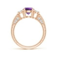 thumbnail image 2 of ANGARA Natural Three Stone Round 1.15 ct Amethyst and Diamond Ring in 14K Rose Gold for Women (Size-7mm) | February Birthstone, Birthday, Anniversary, Jewelry Gift for Women | Natural Amethyst Ring, 2 of 9