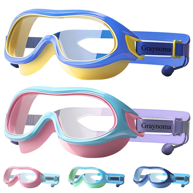 Gafas de natación Graynoma, 2 paquetes, antivaho, con protección UV para niños