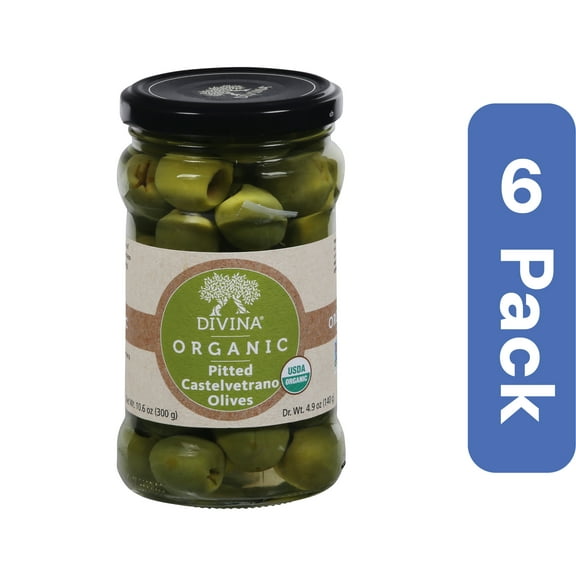 Divina Organic Pitted Castelvetrano Olives 4.9 oz (Pack Of 6)