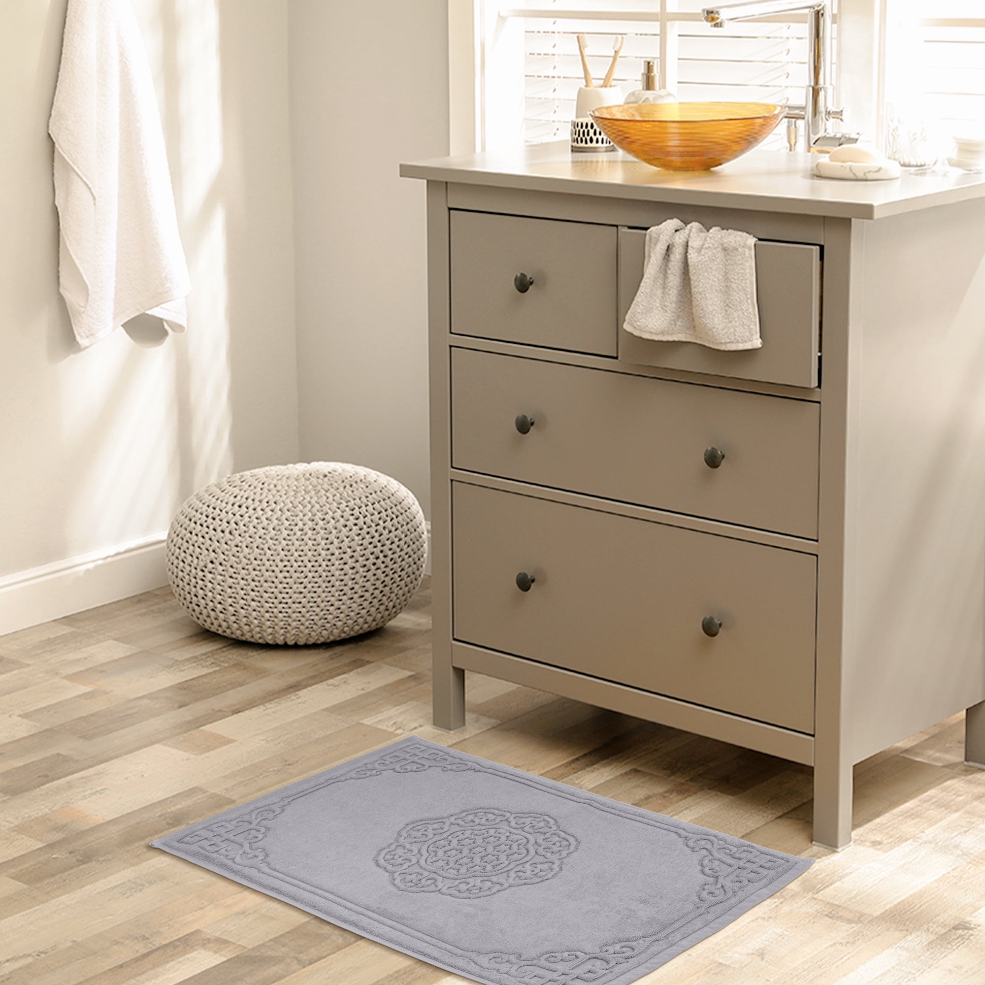 Unique Bargains Absorbent and Machine Washable Shower Bathroom Floor Towel Grey