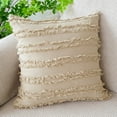 thumbnail image 2 of Boho Throw Pillow Cover, 18 x18Inch Cotton Accent Cushion Cover with Tassels for Bed Sofa Couch, Soft Striped Jacquard Farmhouse Home Decor, 2 of 7