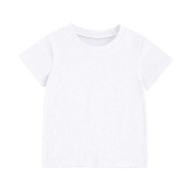 T-shirt en Coton Uni pour Enfants, Haut Unisexe à Manches Courtes et Col Rond, Article Simple et Classique pour l'Été