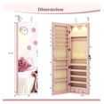 thumbnail image 5 of Mirrored Jewelry Armoire - Wall/Door Mount, Lockable Jewelry Cabinet with Full-Length Mirror, 2 Drawers & LED Lights - Light Pink, 5 of 9