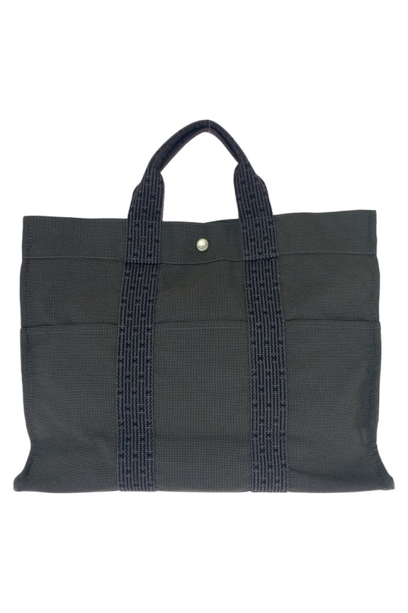 Pre-Owned HERMES Air Line MM Gray Canvas Tote Bag with Silver Hardware, Unisex
