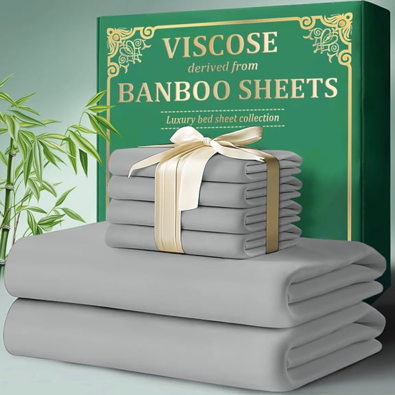 3/4PCS Luxury Soft Bed Sheet Set with Deep Pocket Fitted Sheet, Easy Care, Perfect for Bedroom & Guest Room(Grey,Twin)