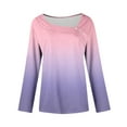 thumbnail image 7 of Fanxing Women's Long Sleeve Shirts Casual Dressy Asymmetric Square Neck Tunic Tops Buttons Fall Fashion Gradient Blouses Pink XL, 7 of 7