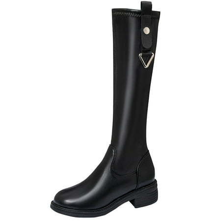 

HSMQHJWE Womens Riding Boots Wide Calf Wide Calf Over The Knee Boots With Heel For Women Women Mid Calf Boots Autumn And Winter Fashion Solid Color Simple And Comfortable Square Heel Round Toe Side