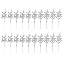 HONITANO 20Pcs Silver Glitter Berries Stems Christmas Tree Picks For Home