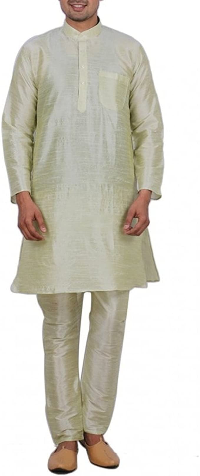 Pista Green Kurta Brocade Chudidaar